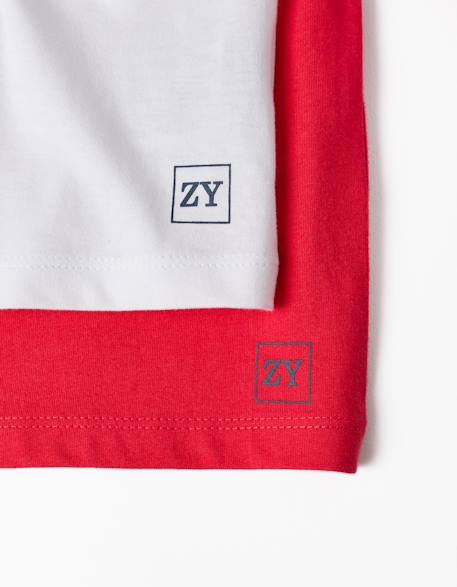 Pack 2 t-shirts à manches longues Blanc+Bleu foncé+Rouge 12 - vertbaudet enfant 