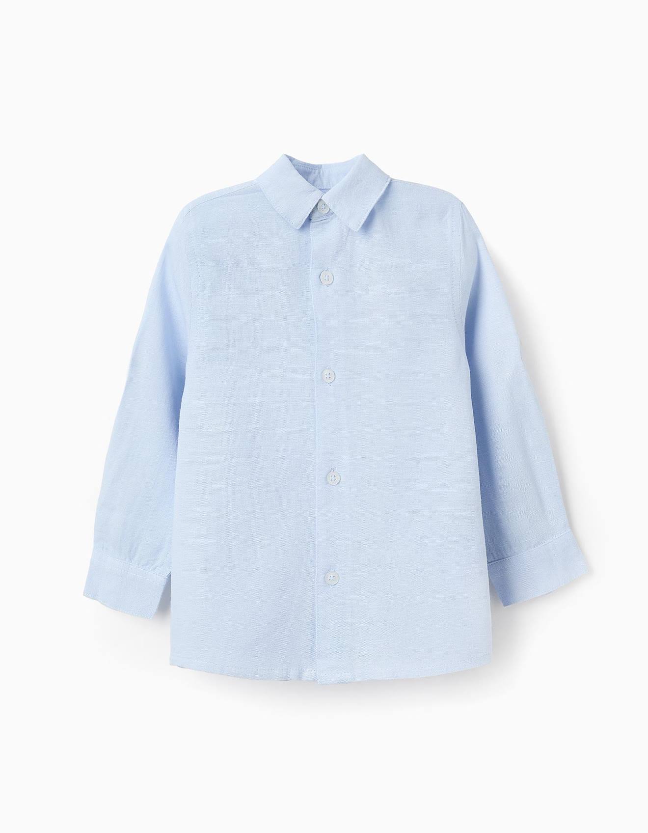 Chemise À Manches Retroussables Bleu Clair