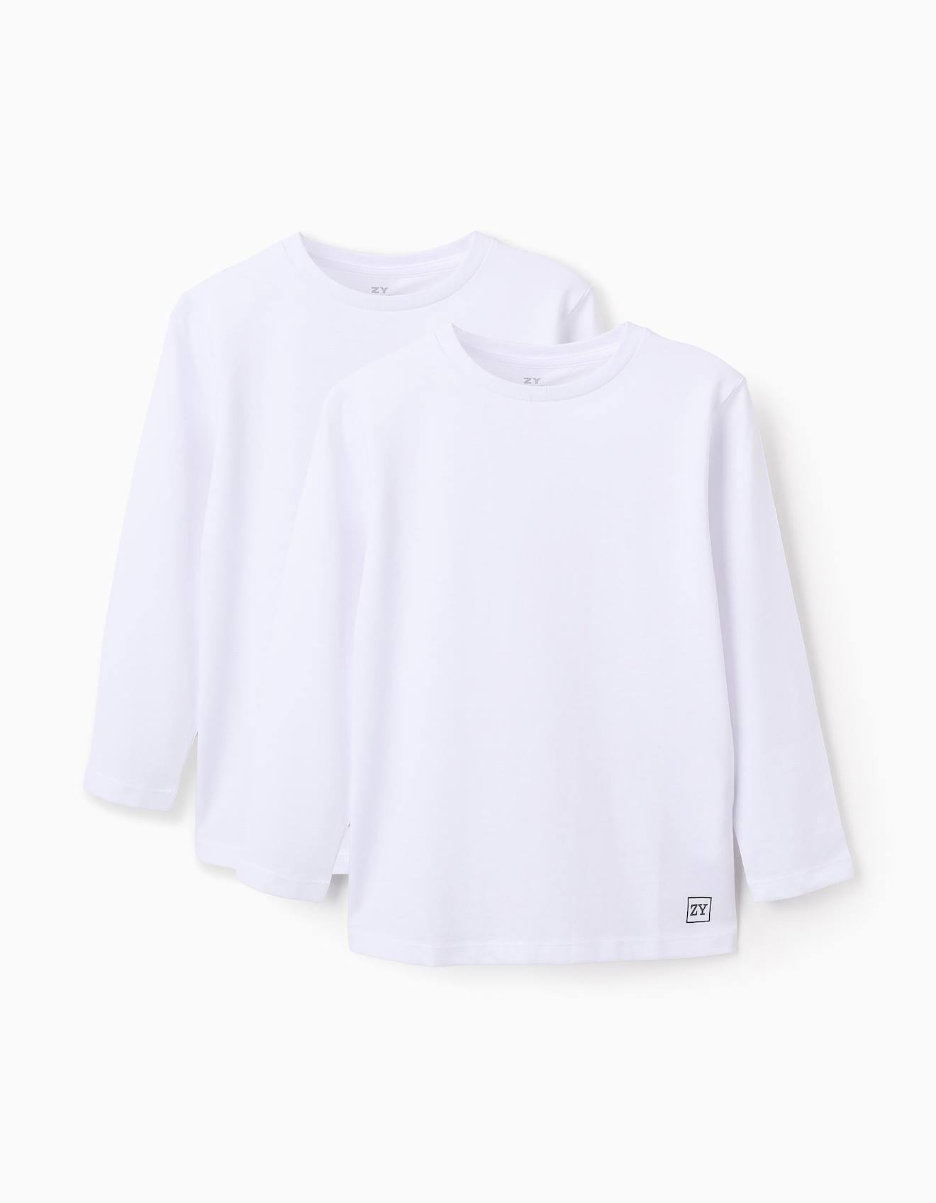 Lot De 2 T-shirts En Coton À Manches Longues Blanc