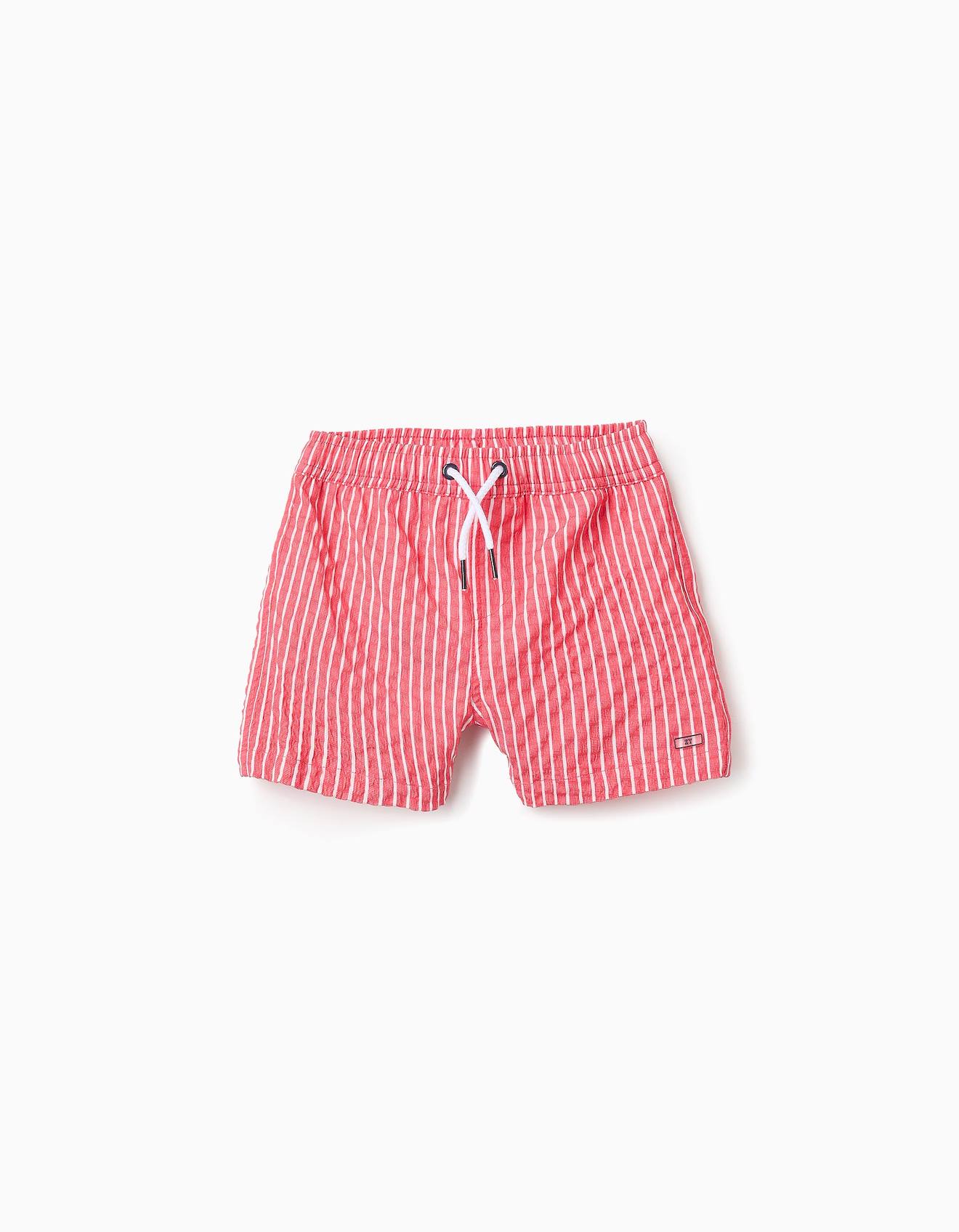 Short De Bain À Rayures Rouge