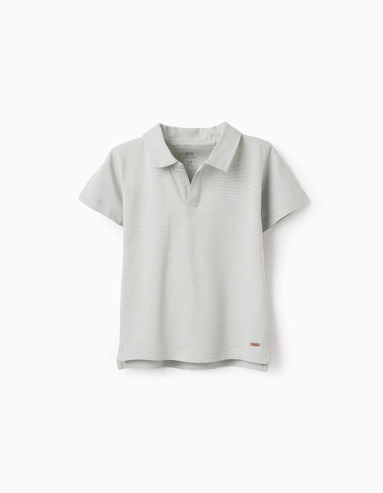 T-shirt Rayé Col En V Vert Clair
