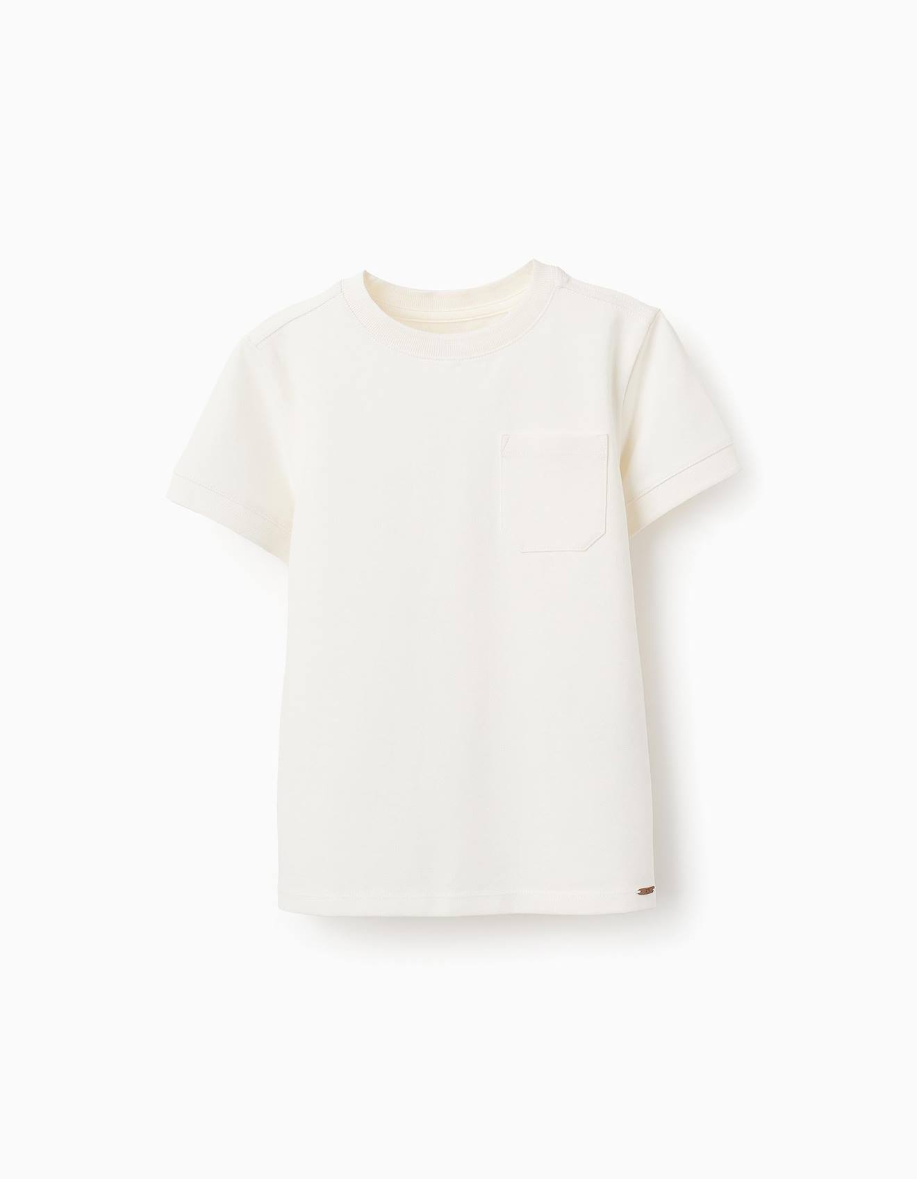 T-shirt En Piqué De Coton Avec Poche Blanc
