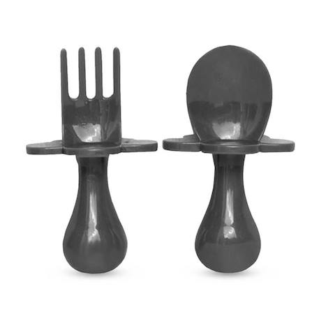 Grabease - Set De 2 Couverts D'apprentissage Ergonomiques Gris