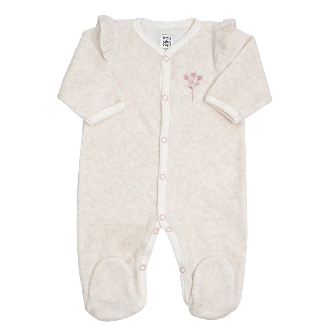 Tenue De Naissance Pour Bébé - Fleurs Ecru (Trois Kilos Sept) - Image 1