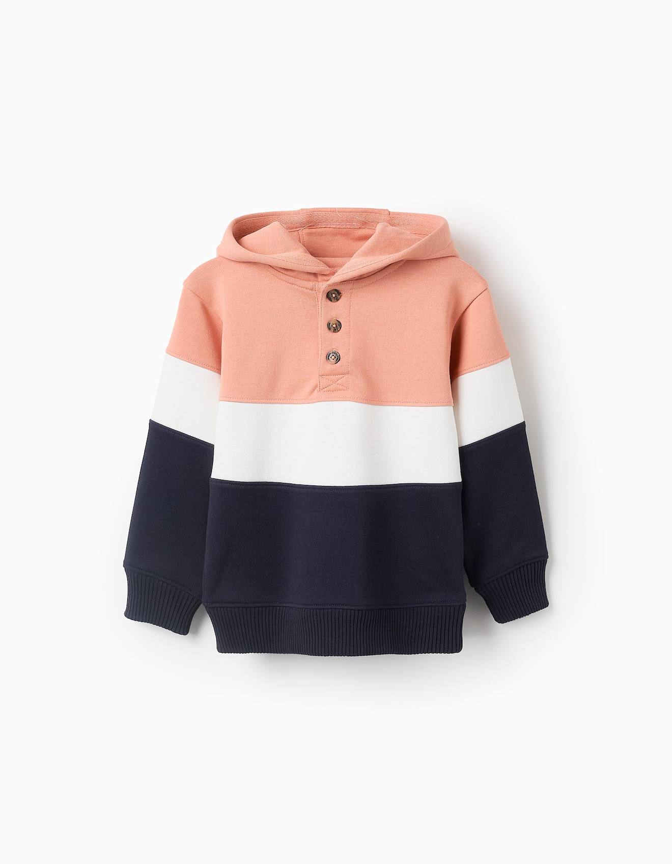 Sweat En Coton Avec Capuche Et Colorblock Rose