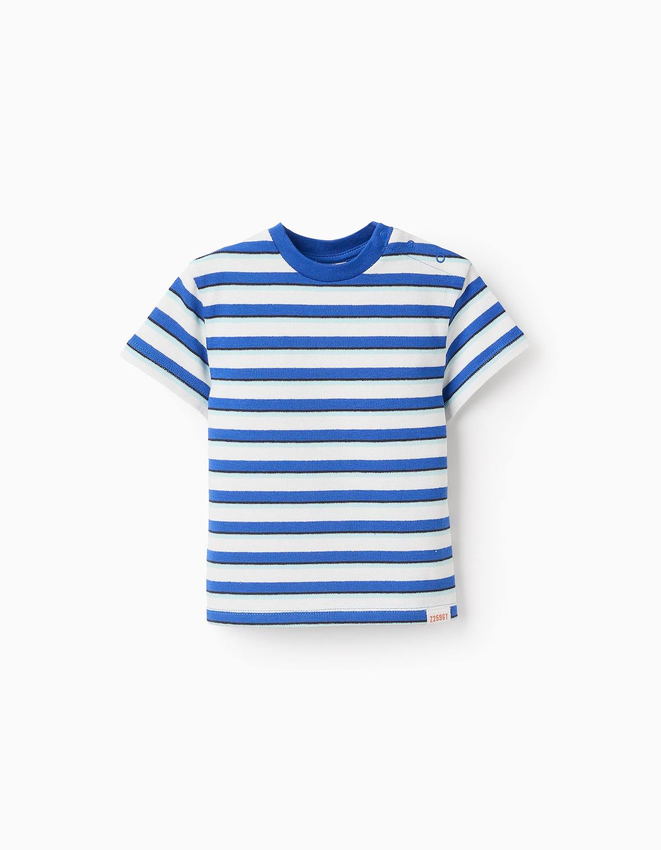 T-shirt En Piqué De Coton À Rayures Bleu