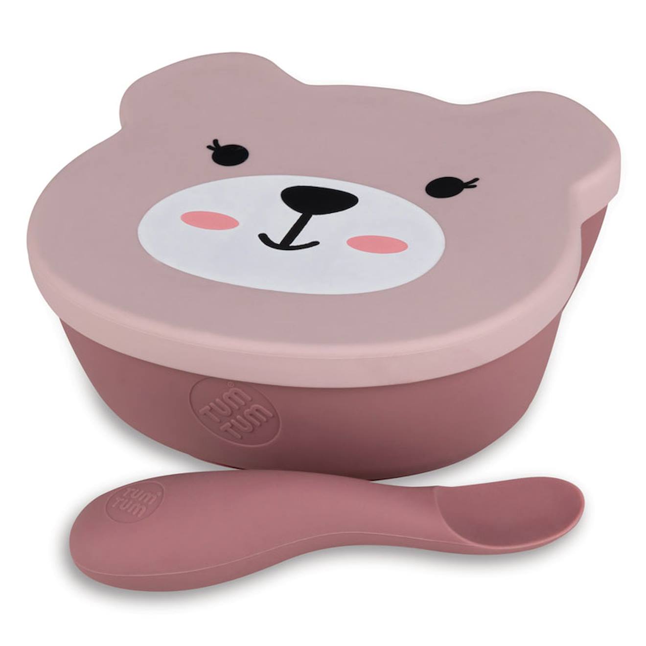 Set Bol Ventousé Et Cuillère En Silicone Ourson Rose Multi-coloured