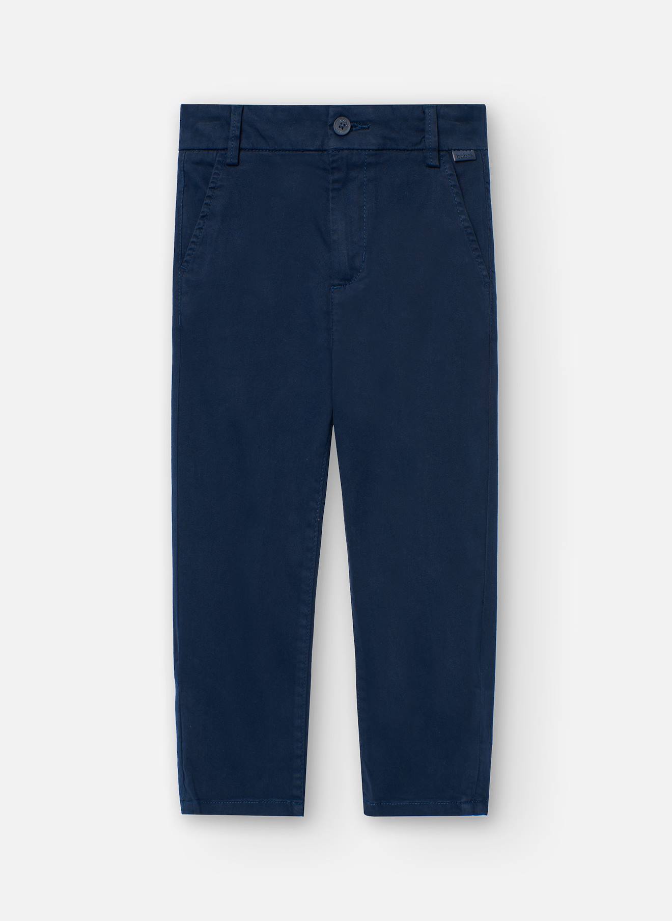 Pantalon Droit Uni Avec Fermeture À Bouton Et Fermeture Éclair Bleu