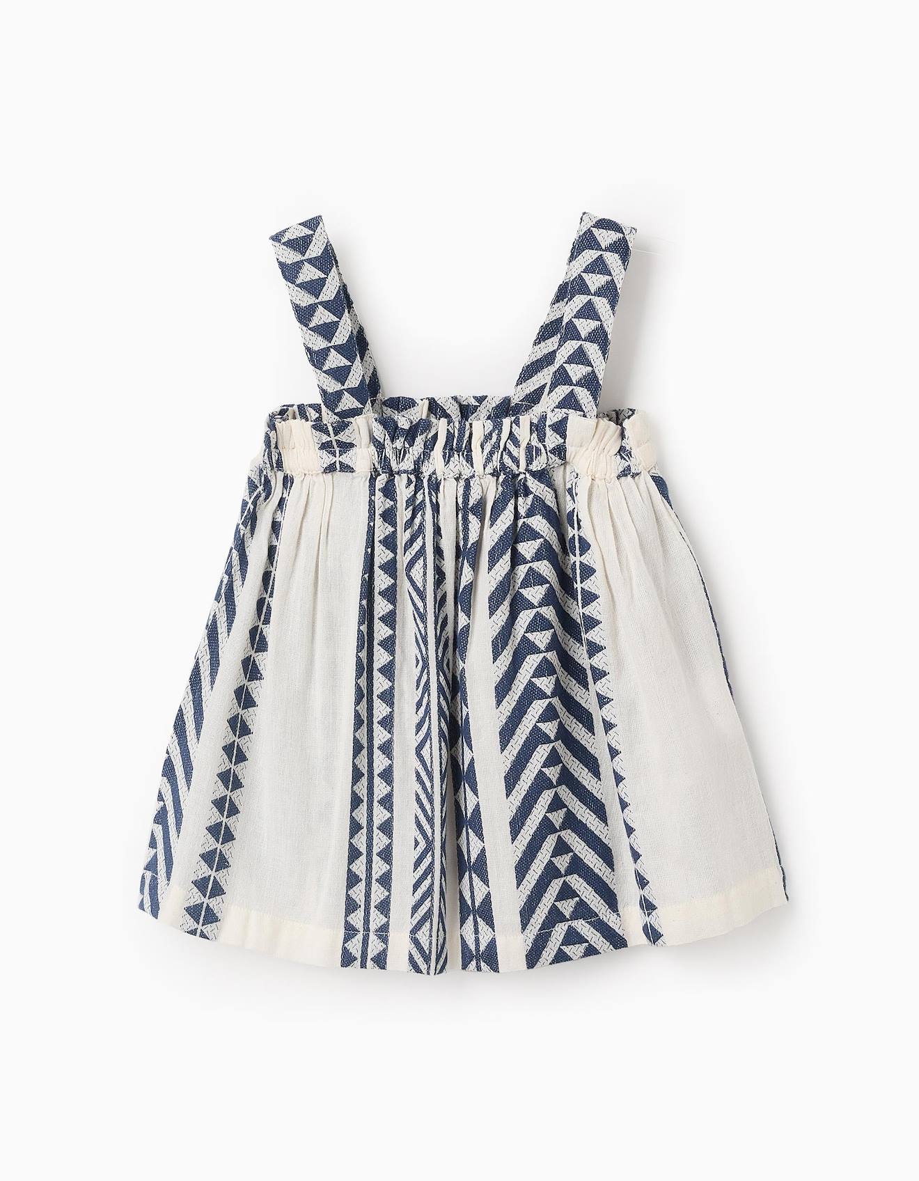 Top En Coton À Motif Ethnique Bleu Foncé
