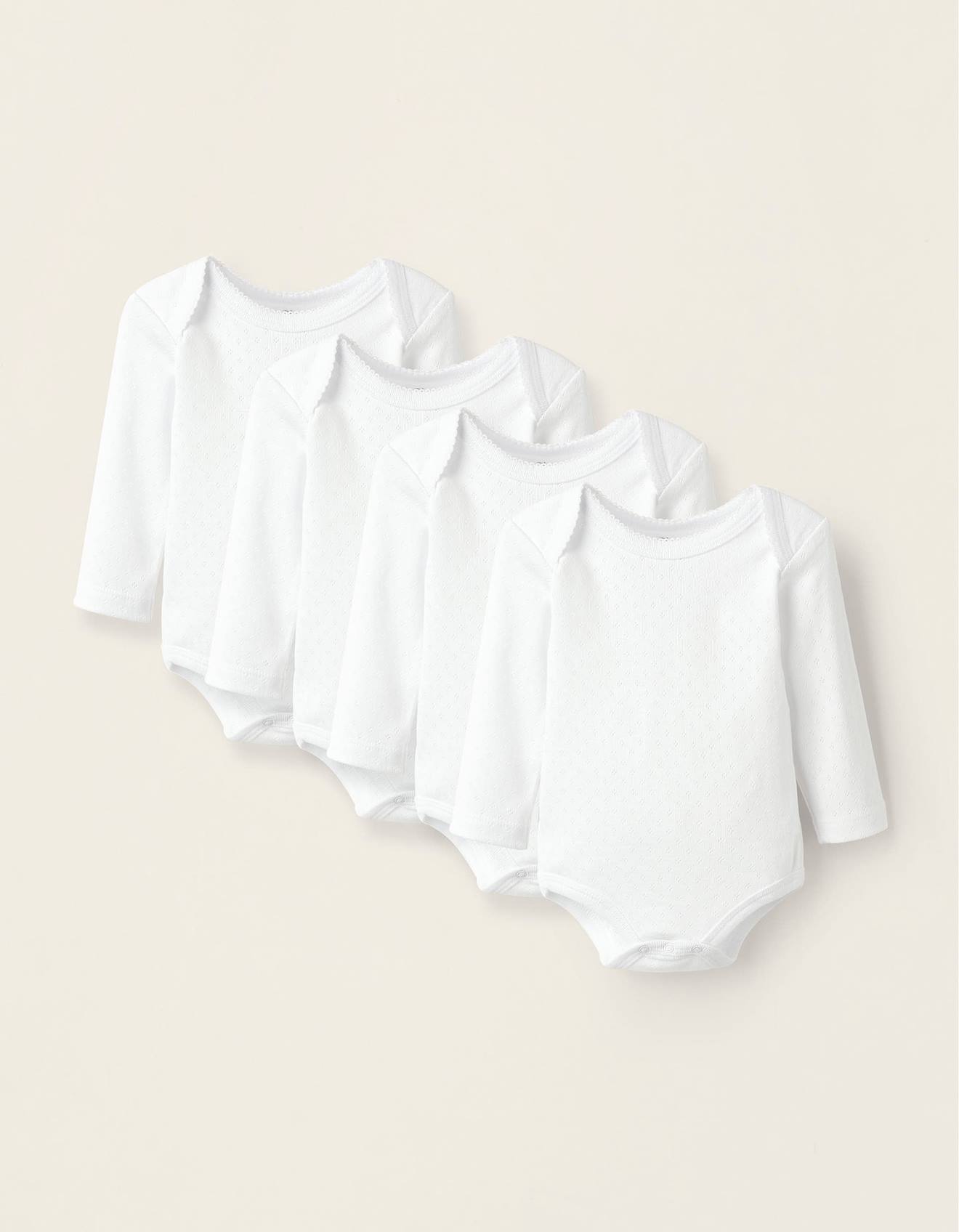 Pack 4 Bodies En Coton Pointelle Blanc