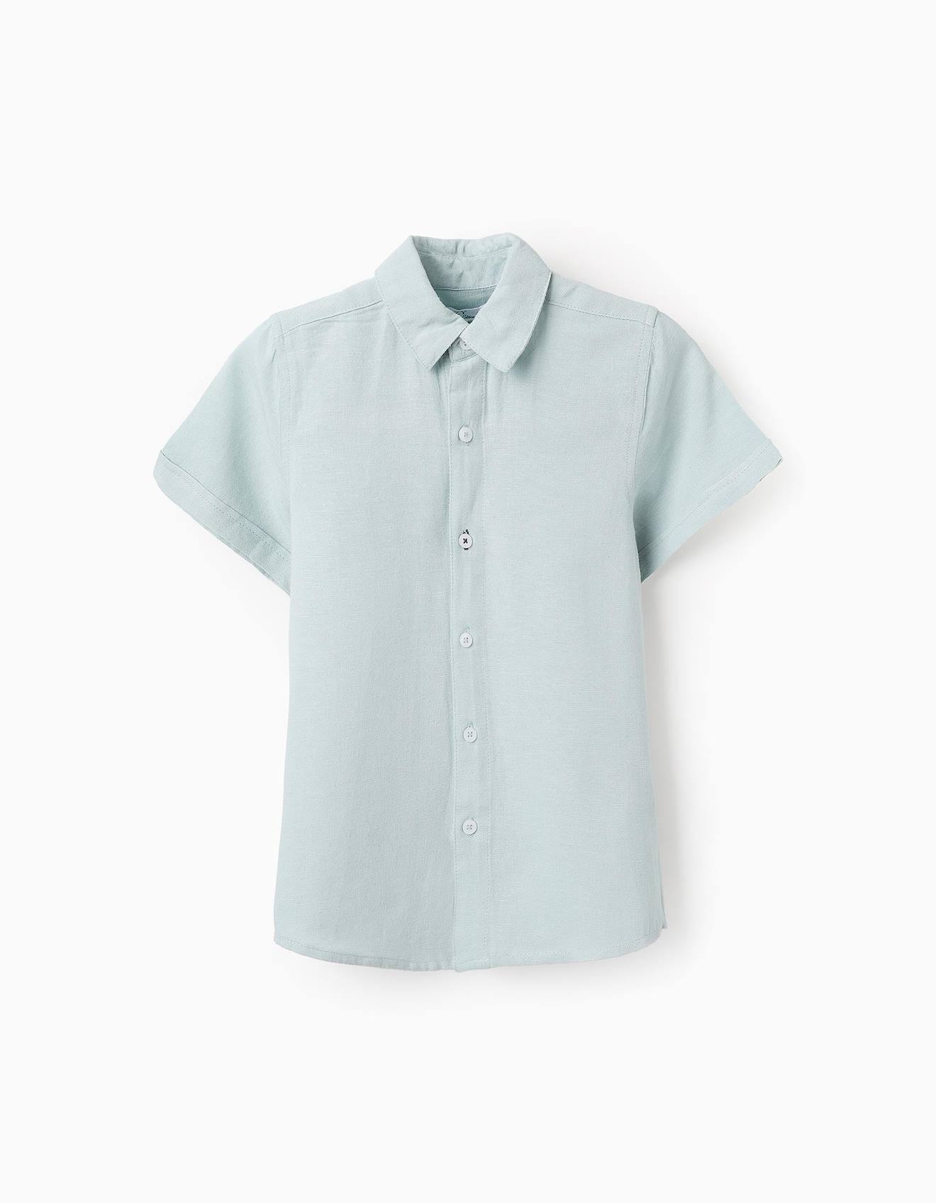 Chemise En Viscose, Coton Et Lin Bleu Clair
