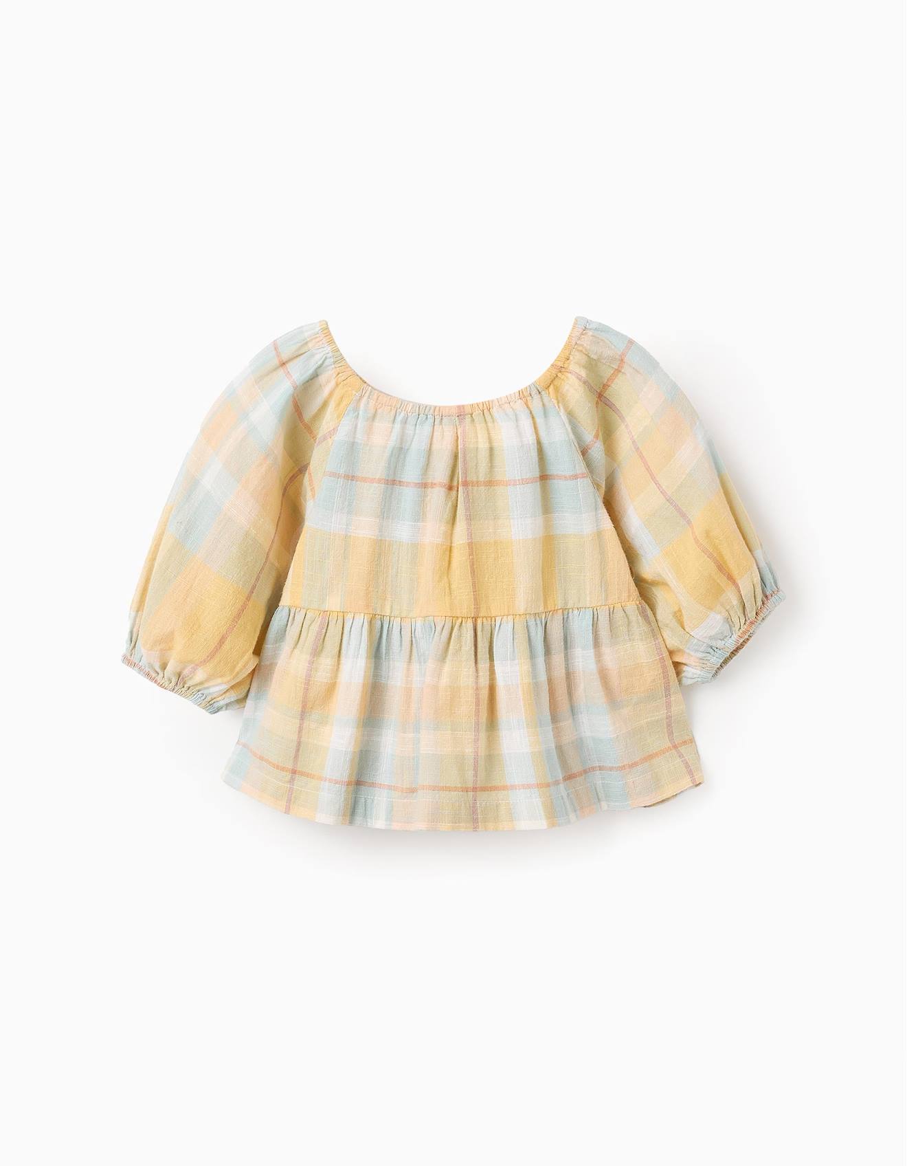 Top Avec Carreaux Et Manches Bouffantes Brothers & Sisters Jaune Clair