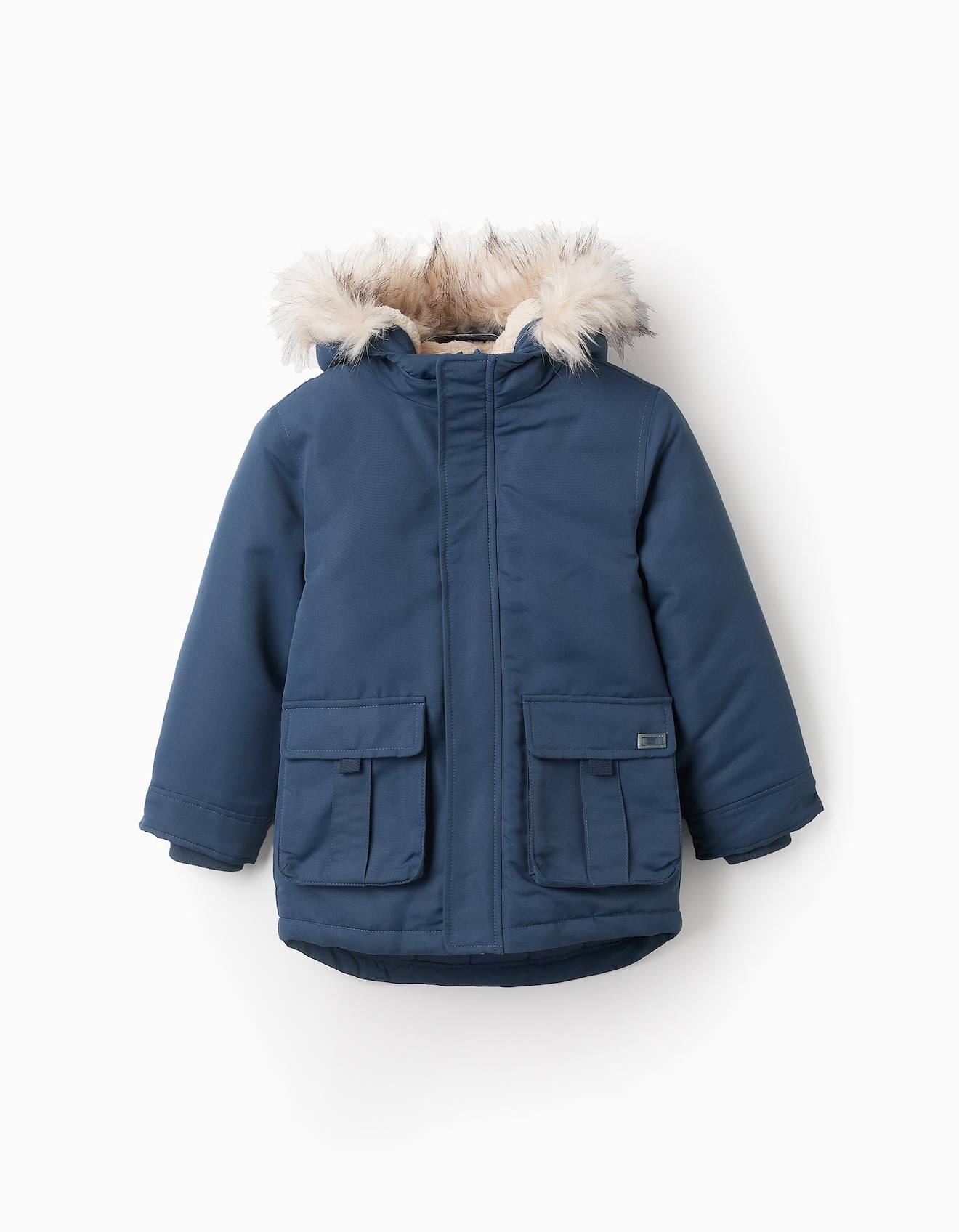 Parka Avec Capuche Et Fausse Bleu Foncé