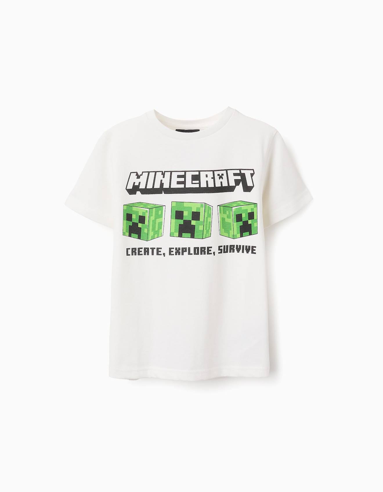 T-shirt En Coton Minecraft Blanc