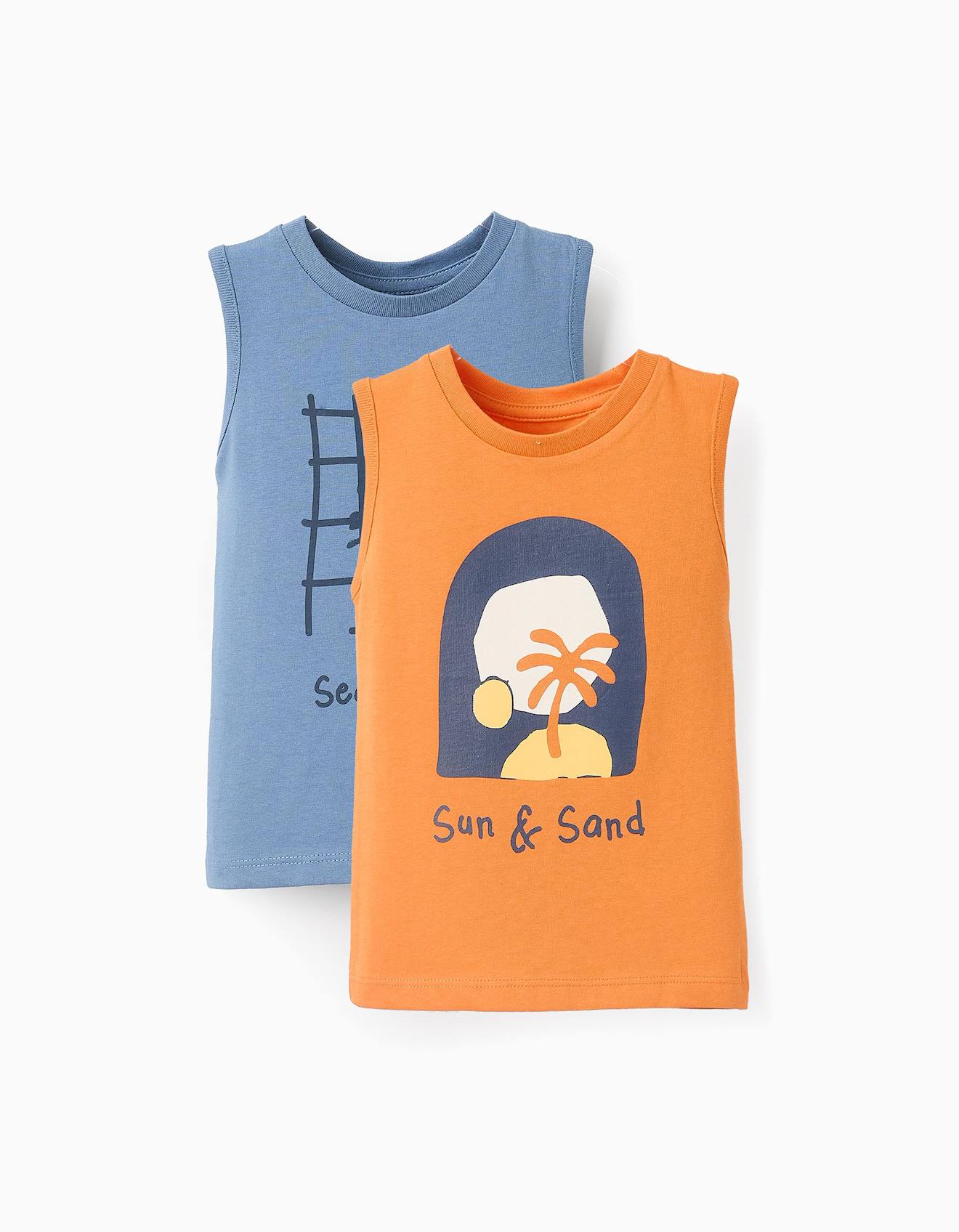 Pack 2 Débardeurs En Coton Orange Clair