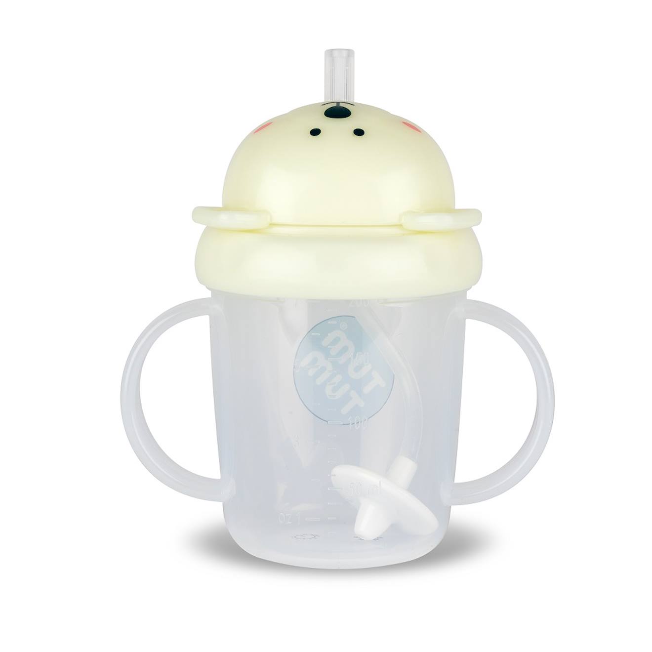 Tasse Anti Fuite + Paille Lestée Ours Polaire Phosphorescent - V3 Jaune (TUMTUM) - Image 1