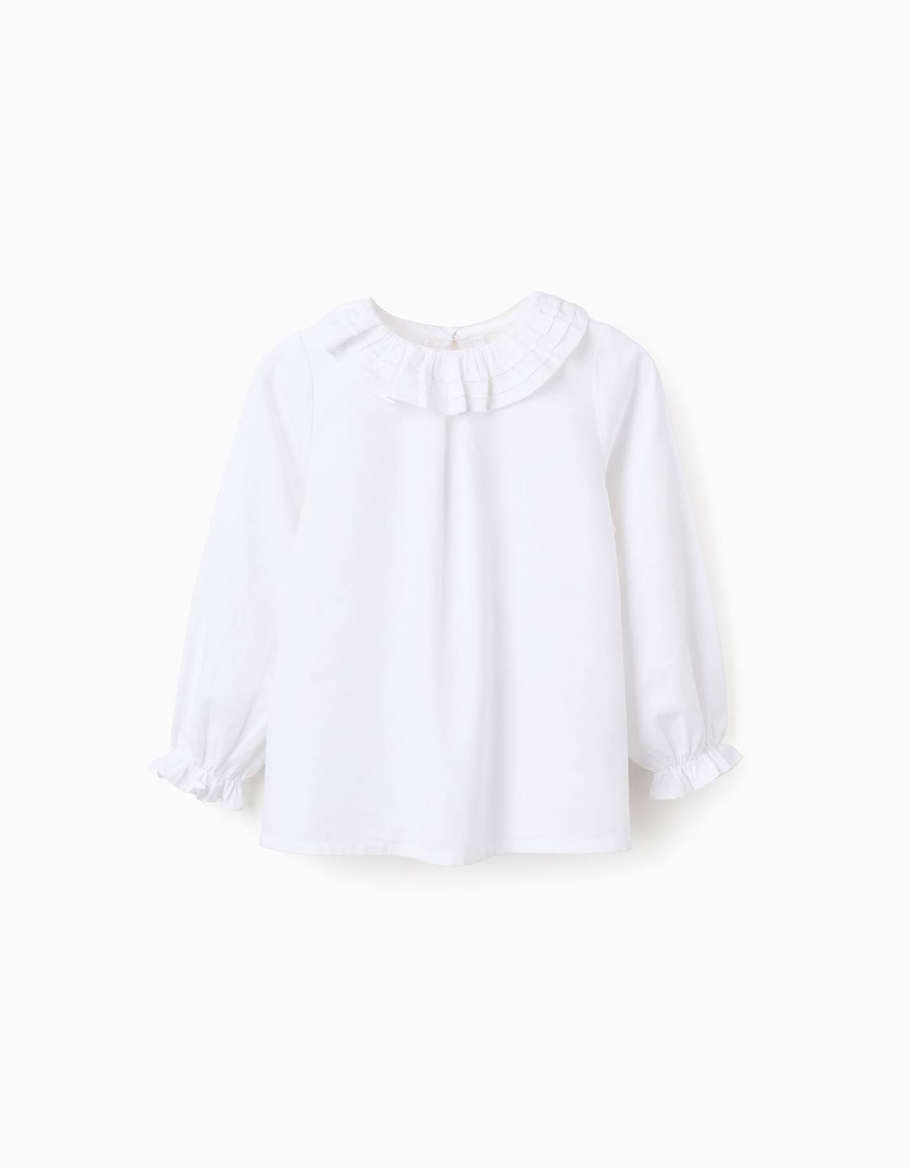 Chemisier En Serg De Coton Volants Blanc 23 €