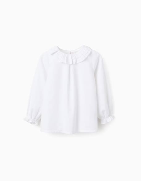 Fille-Chemisier en sergé de coton à volants
