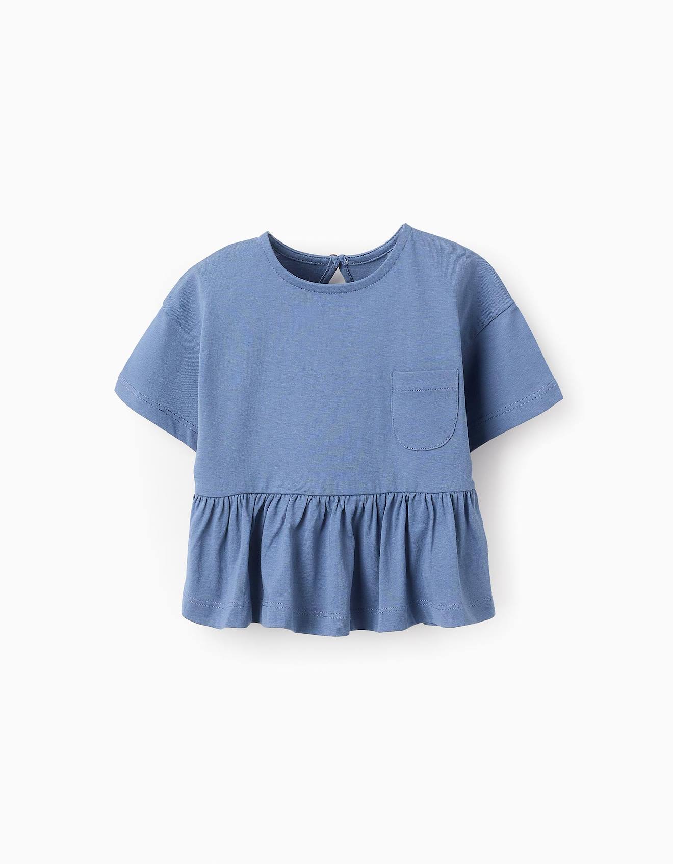 T-shirt Avec Poche À Volants Bleu