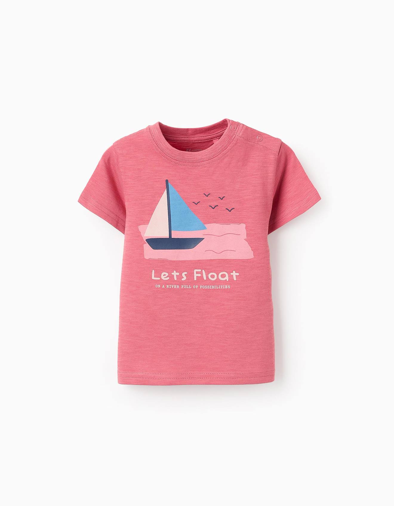 T-shirt À Manches Courtes 100% Coton Rose Foncé
