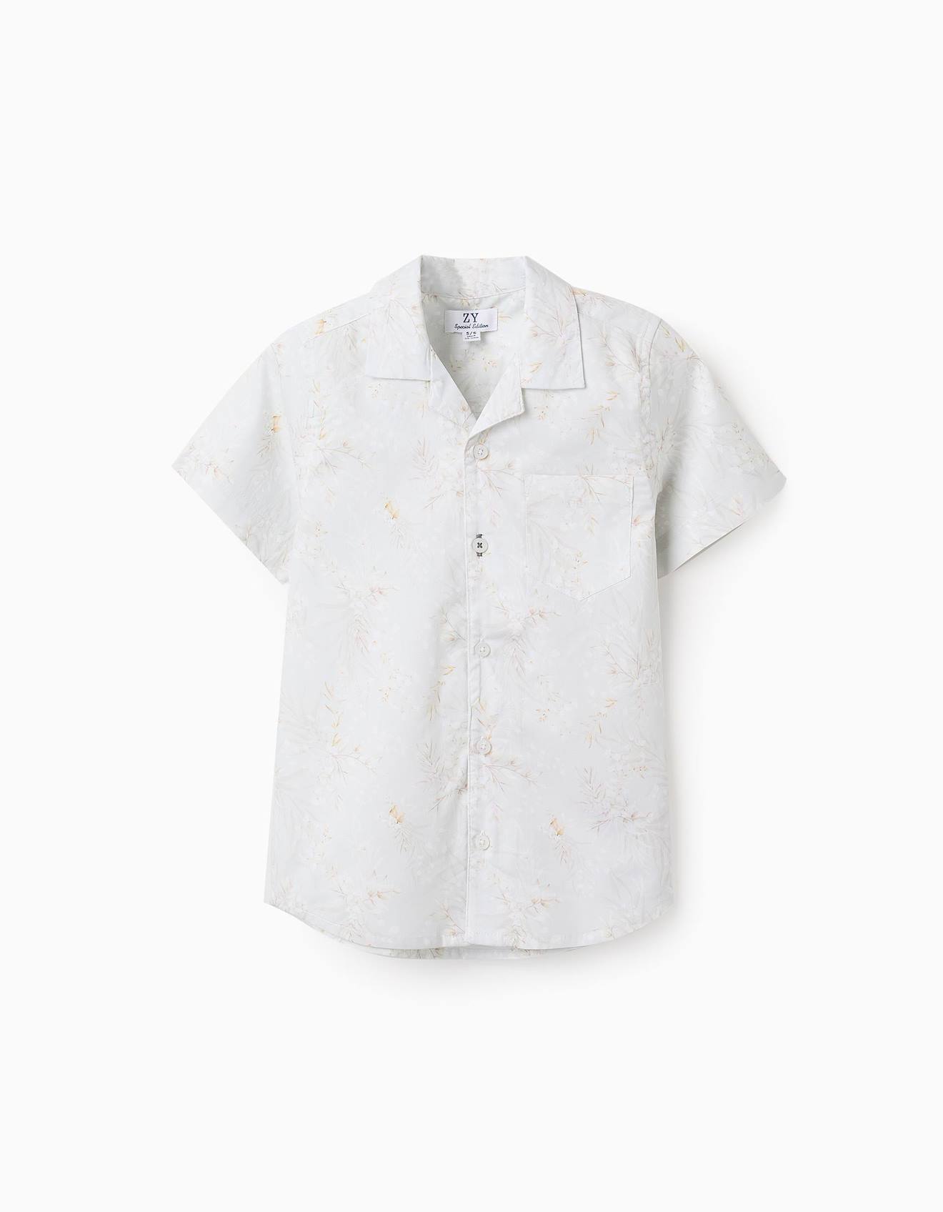 Chemise À Manches Courtes Florale Vert