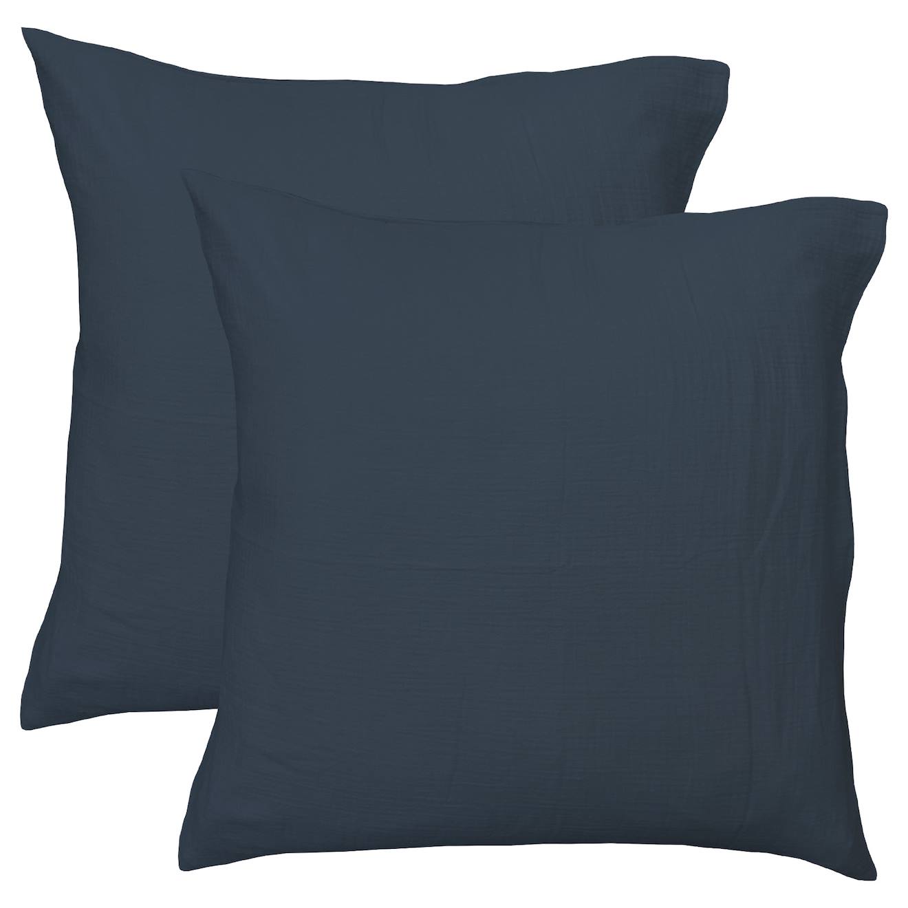 Set De 2 Taies D'oreiller Unies En Coton, Gaze De Coton Bleu Paon