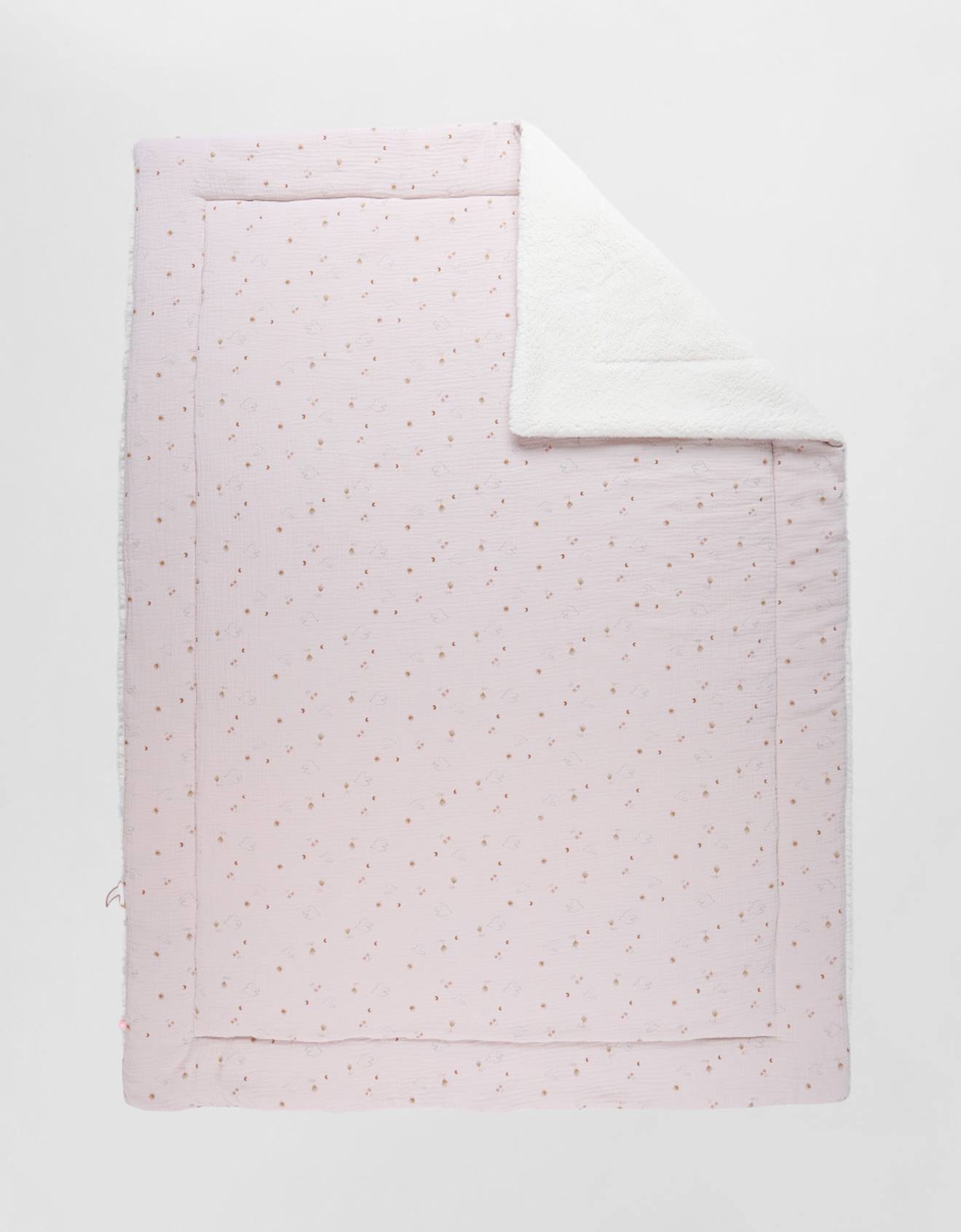 Couverture En Mousseline De Coton Et Sherpa Beige