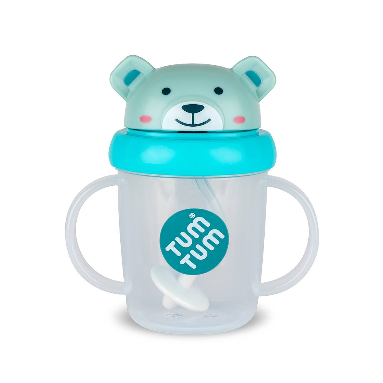 Tasse Anti Fuite + Paille Lestée Ourson Bleu - V3 Bleu