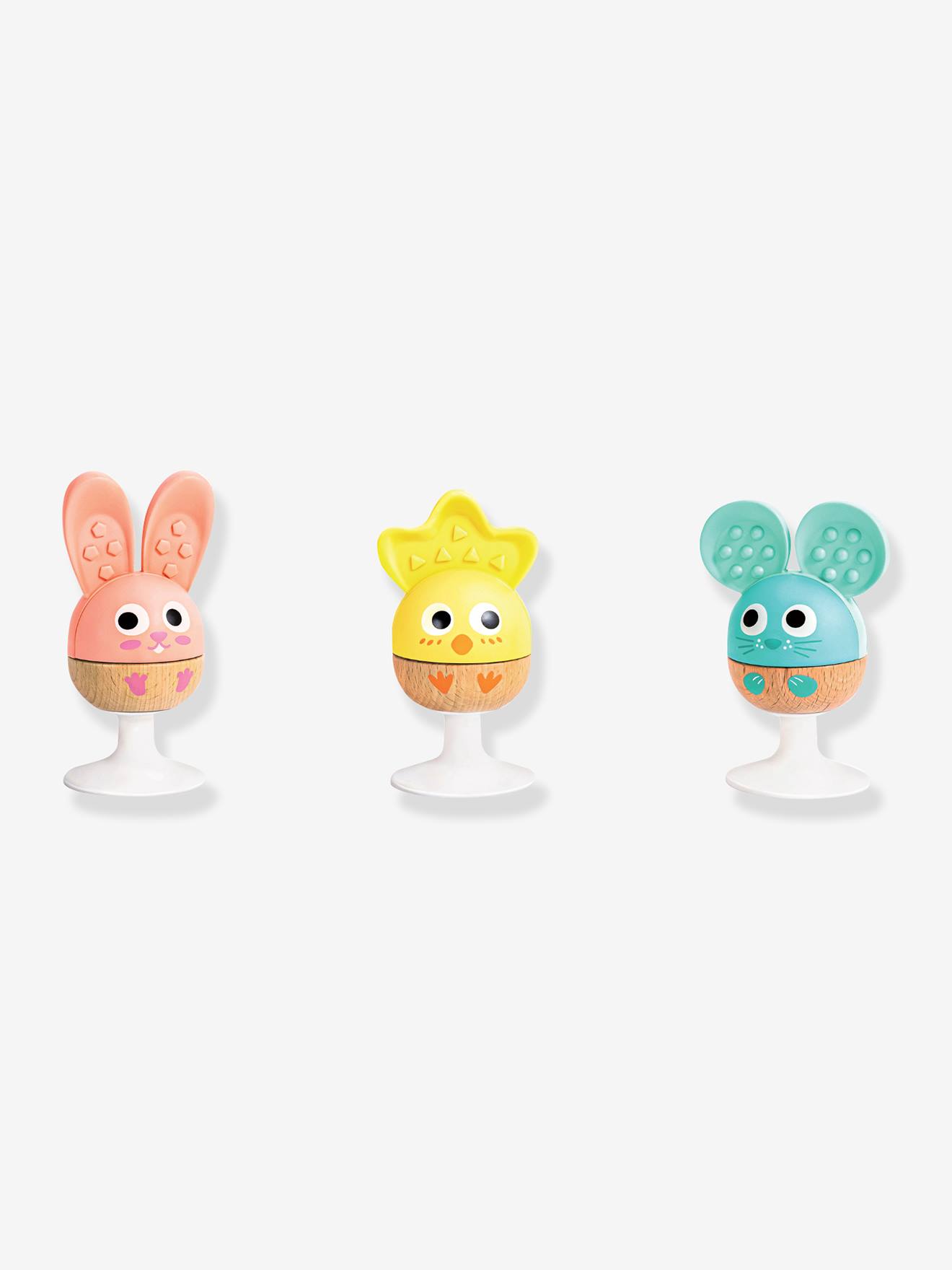 3 hochets à ventouse - animaux multicolore