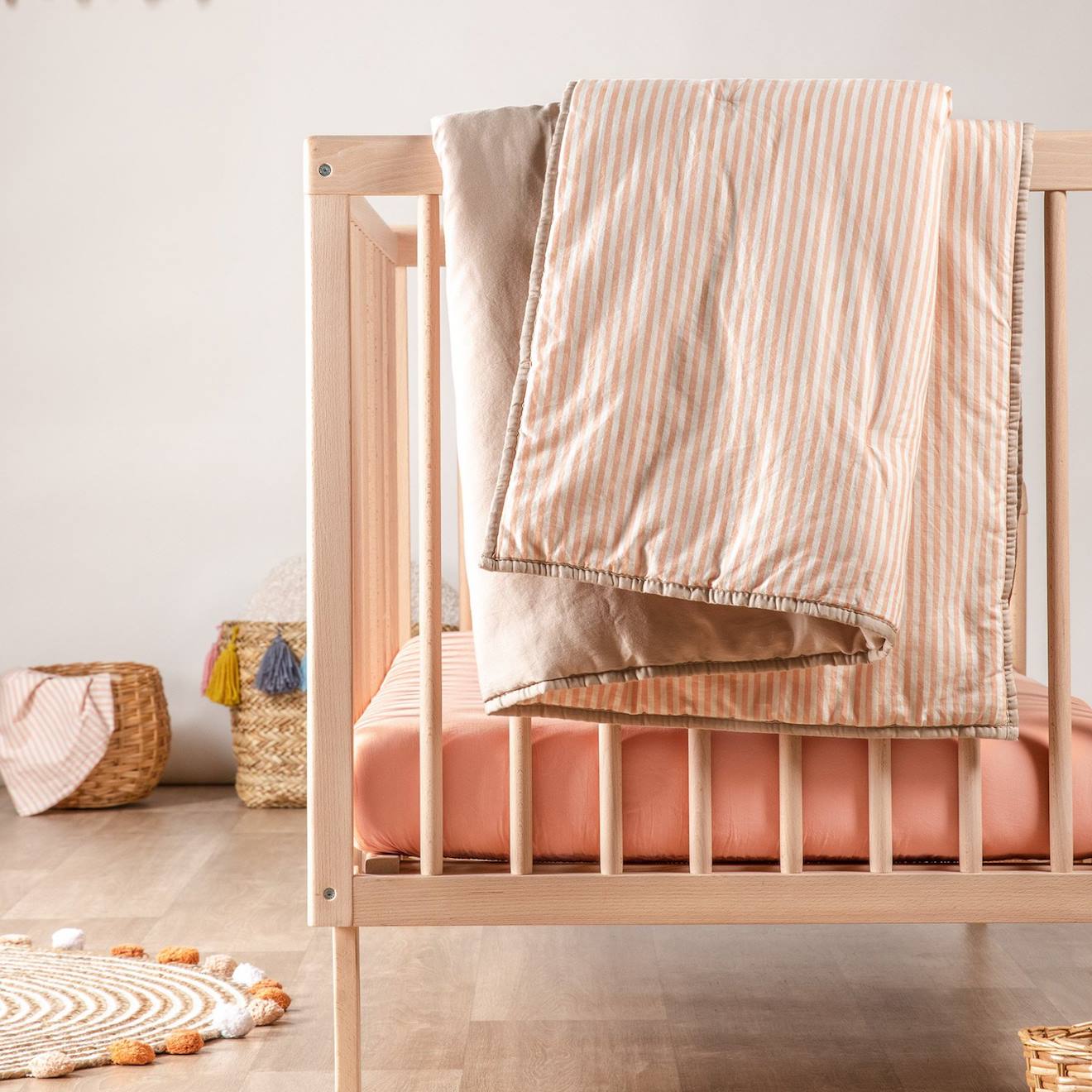 Couverture Matelassée Faro Rayé Peach