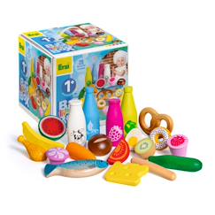 Jouet-Jeux d'imitation-Big box junior - 20 aliments en bois
