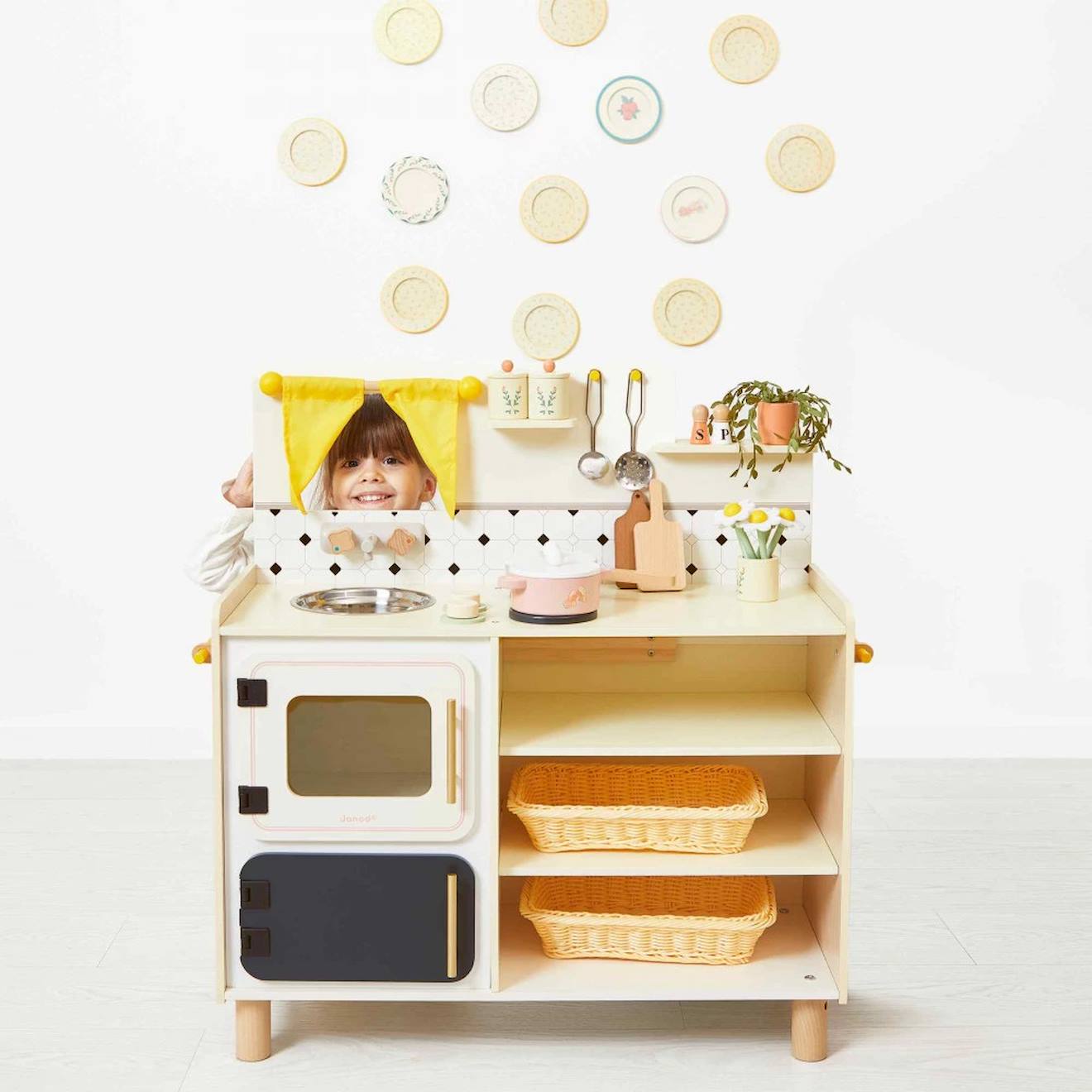 Cuisine En Bois Pour Enfants HENGMEI – 65x24x85 Cm – Avec Micro-Ondes, Évier, Accessoires – Jeu De Rôle – Dès 3 Ans