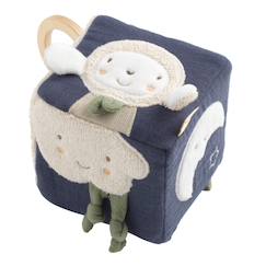 Jouet-Premier âge-Premières manipulations-Cube d'activités bébé en coton bio - petit coeur