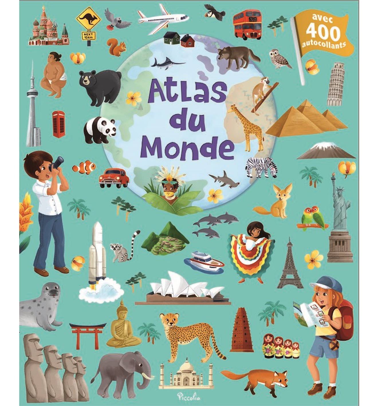 400 Autocollants Atlas Du Monde Vert