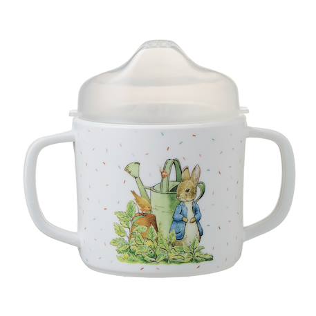 Tasse deux anses avec bec amovible pierre lapin Blanc 1 - vertbaudet enfant 