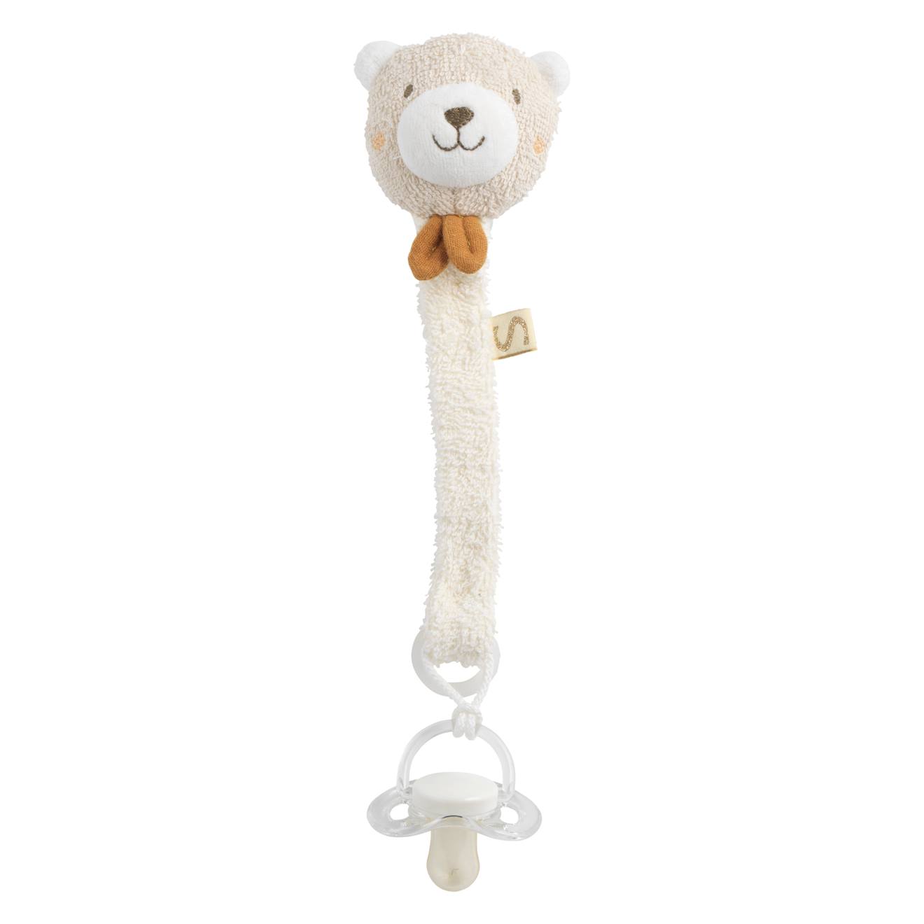 Attache -tétine En Coton Bio Et Bouclette - Petit Soleil Beige