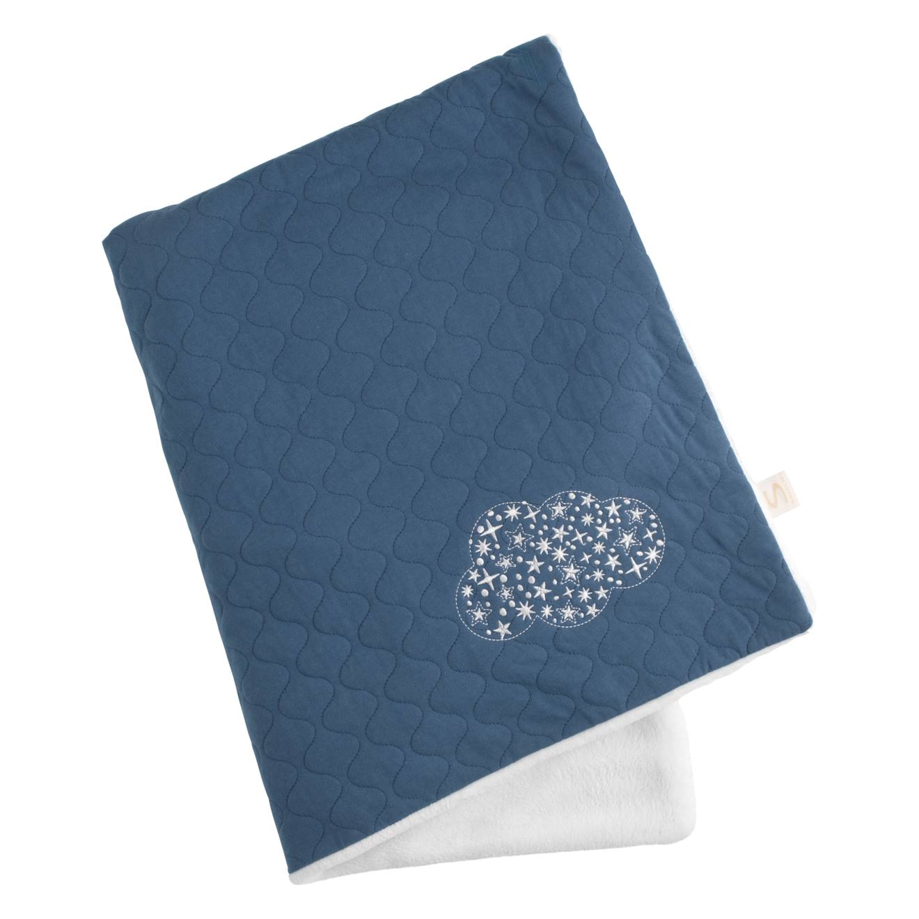 Couverture Bébé En Coton Avec Broderie - Petit Coeur Bleu