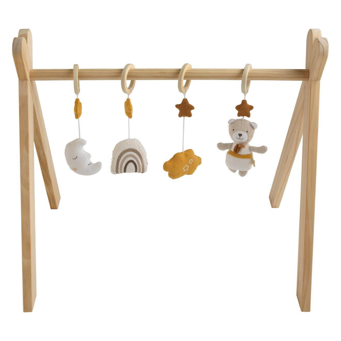 Arche D'éveil Bois Avec 4 Jouets Beige/jaune