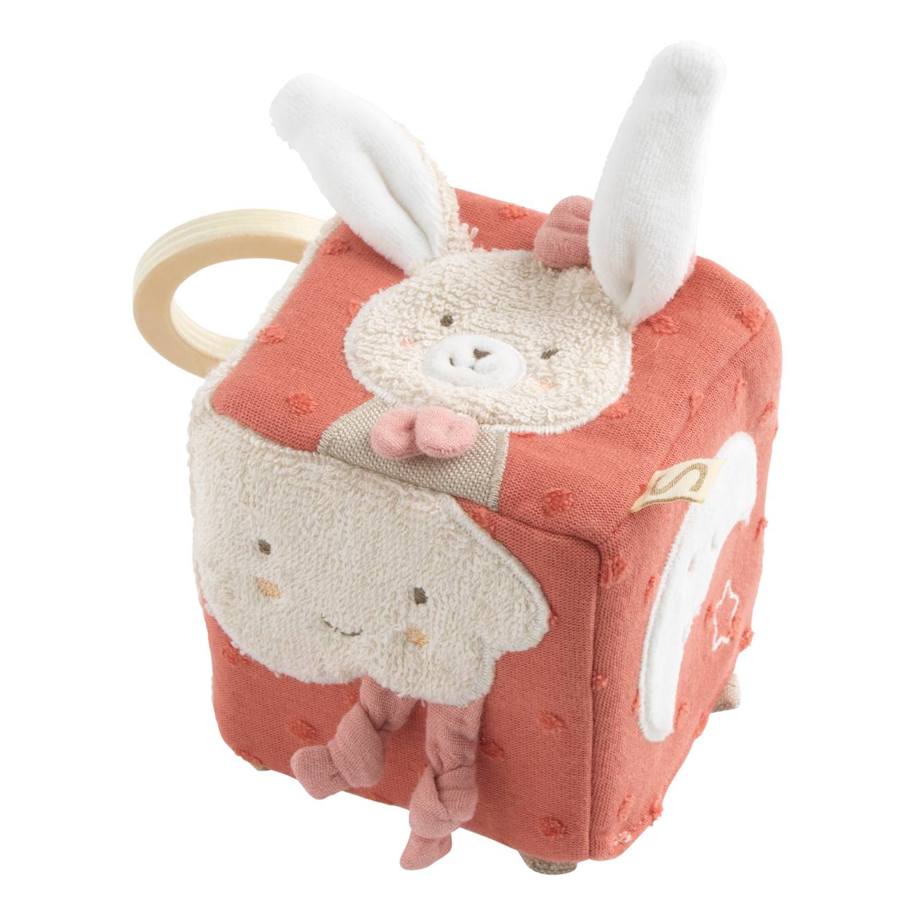 Cube D'activités Bébé En Coton Bio Rose