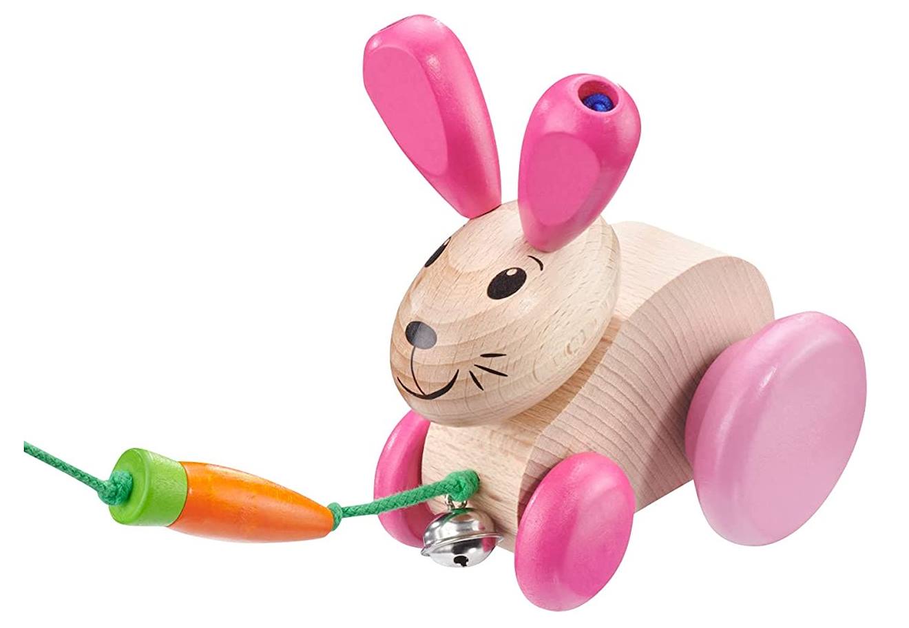 Hanna Hoppel Lapin En Bois À Tirer Rose