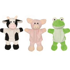 Jouet-Jeux d'imagination-Marionnettes vache cochon grenouille