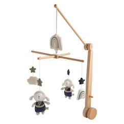 Linge de maison et décoration-Mobile musical en bois avec jouets en coton - petit soleil