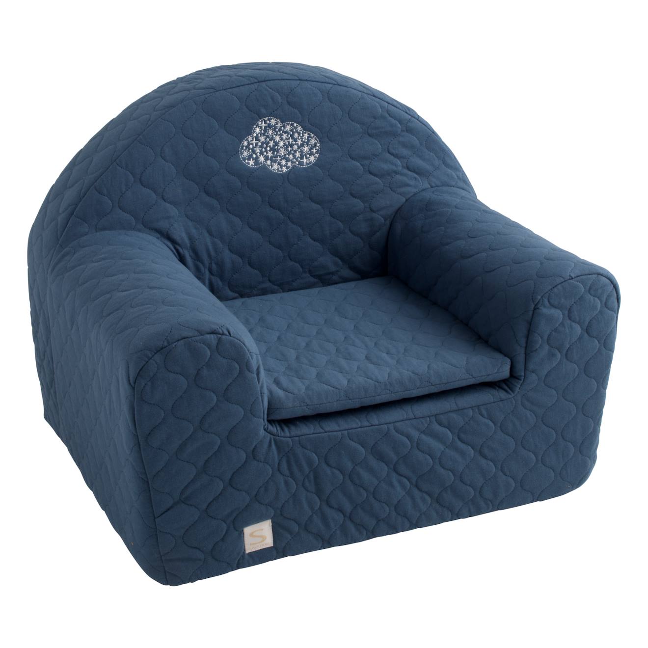 Fauteuil Club Pour Enfant En Coton Matelassé - Petit Nuage Bleu