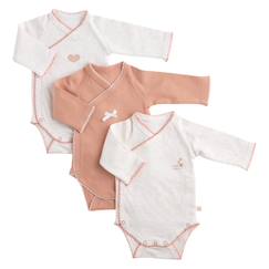 -Bodies bébé manches longues en coton lot de 3 - petit coeur