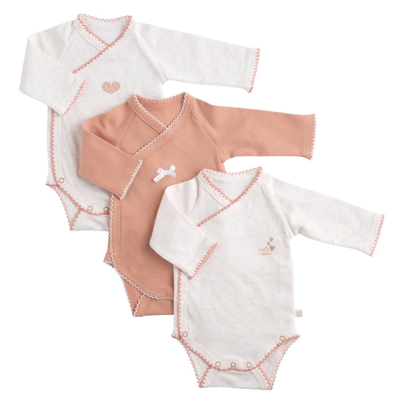 Bodies Bébé Manches Longues En Coton Lot De 3 Rose