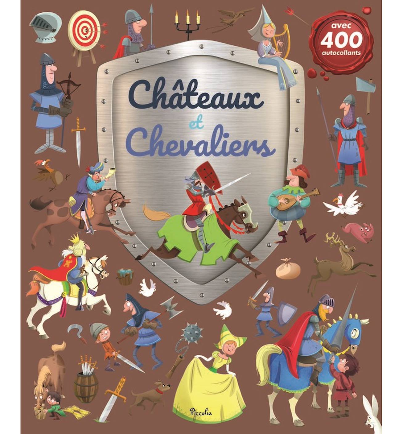 400 Autocollants Châteaux Et Chevaliers Marron