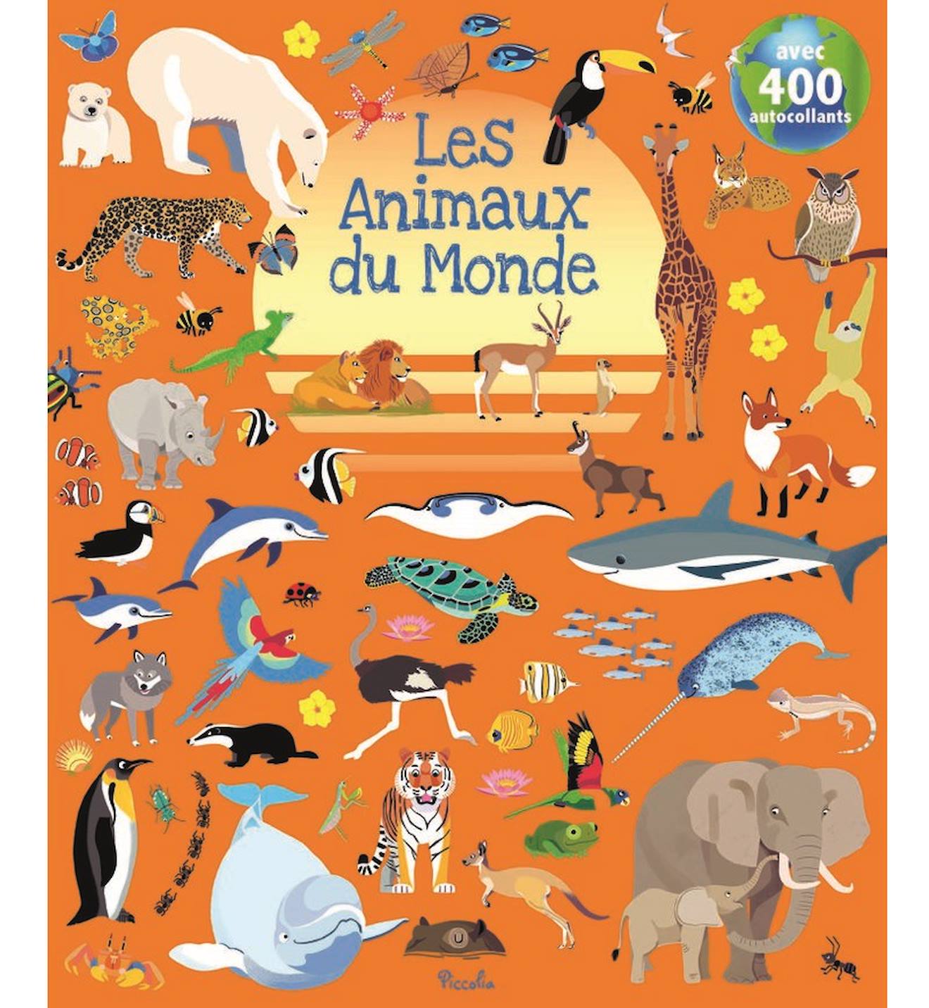 400 Autocollants Les Animaux Du Monde Orange