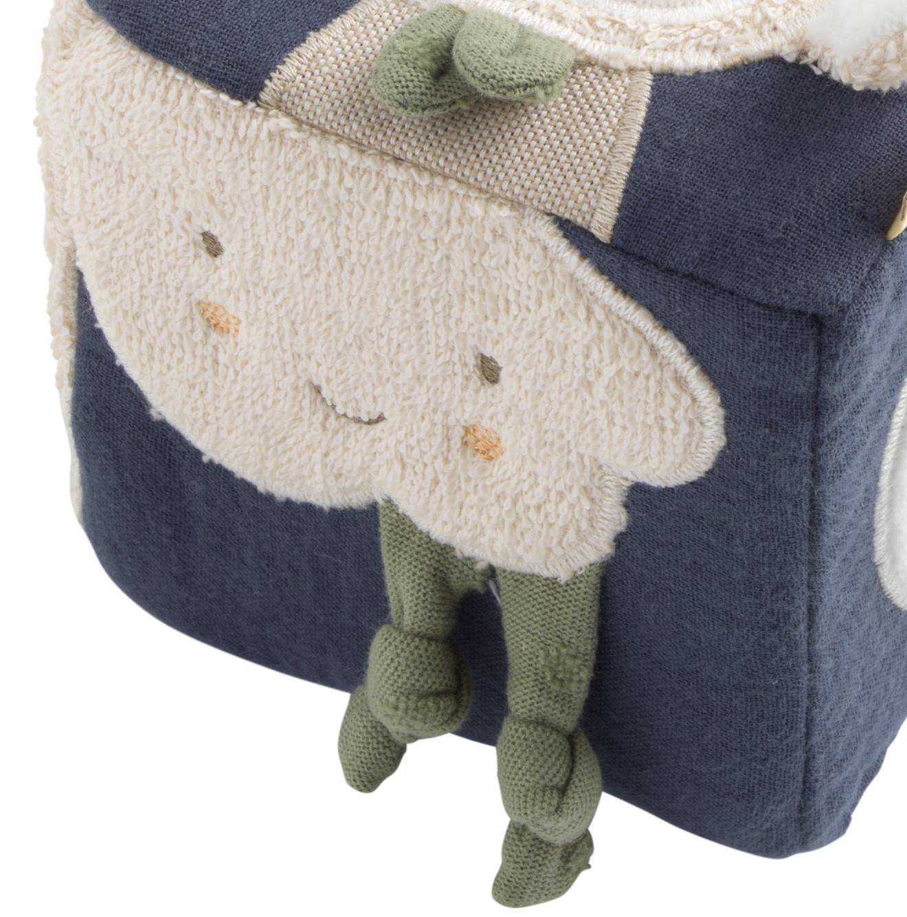 Cube D'activités Bébé En Coton Bio - Petit Coeur Bleu (Sauthon) - Image 1