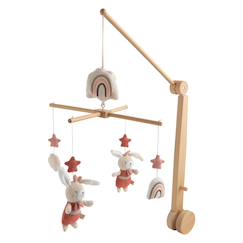 Puériculture-Mobile musical en bois avec jouets en coton - petit soleil