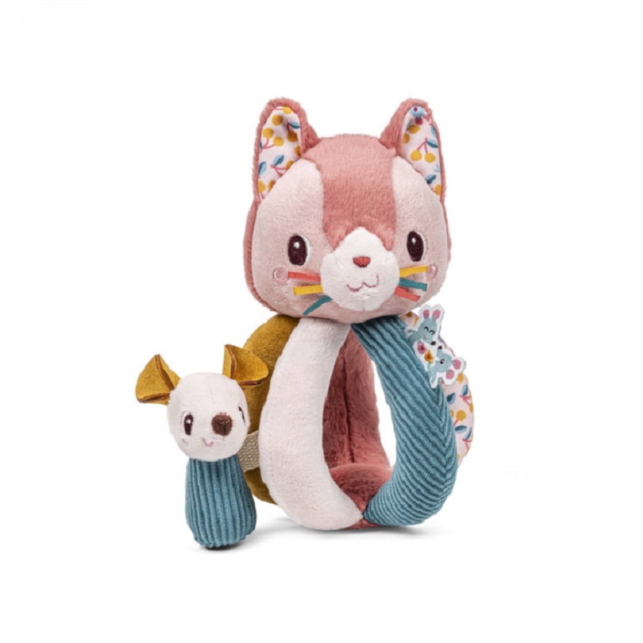Hochet À Poignées Jeanne Le Chat Rose
